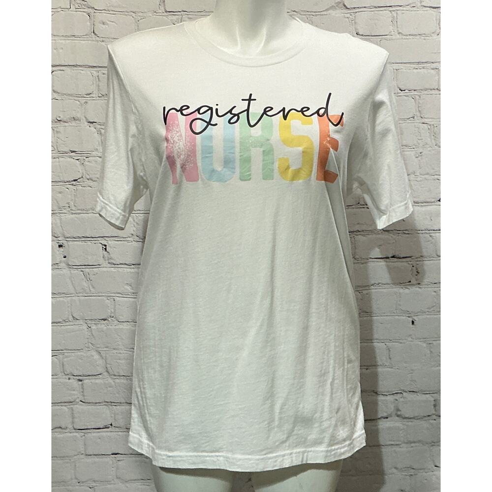 Bella + Canvas Womens White Registered Nurse Tee (Size XL)